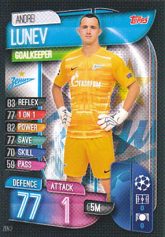 Andrei Lunev Zenit Petersburg 2019/20 Topps Match Attax CL #ZEN2